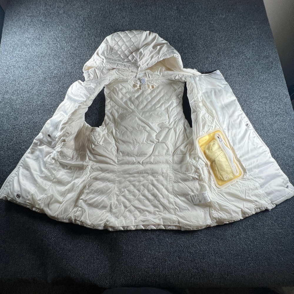 Blanc Noir Puffer Vest Womens Medium White Softshell Quilted Down Asymmetric Zip - Picture 8 of 15